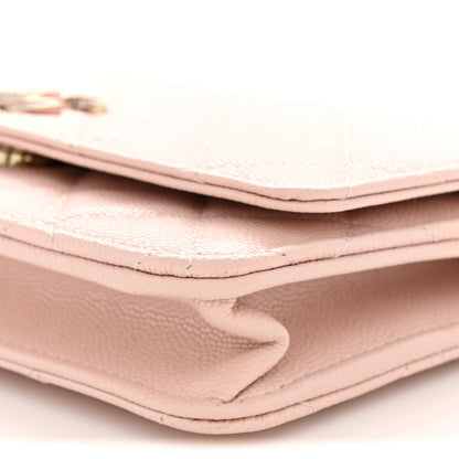 Quilted Caviar Wallet Bag - Pink