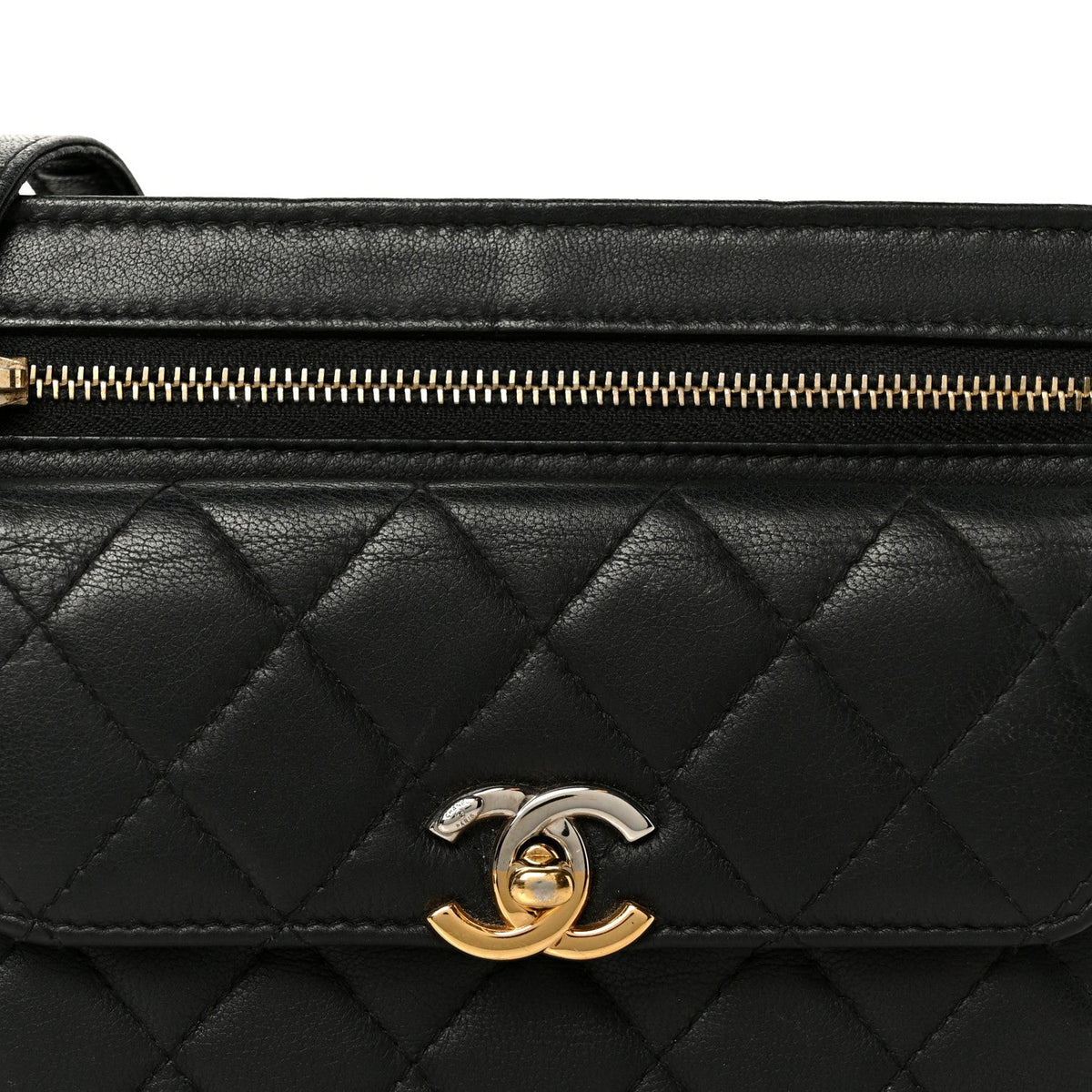 Quilted Lambskin Clutch Bag - Black