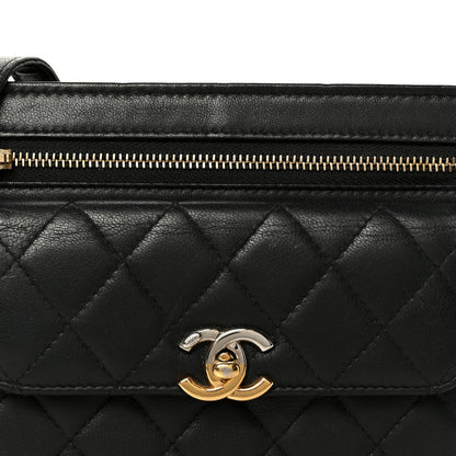 Quilted Lambskin Clutch Bag - Black