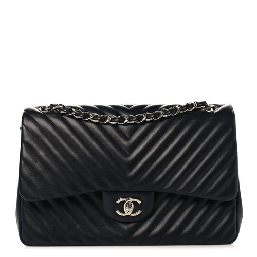 Quilted Lambskin Flap Shoulder Bag - Black