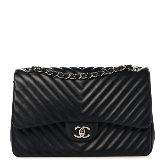 Quilted Lambskin Flap Shoulder Bag - Black