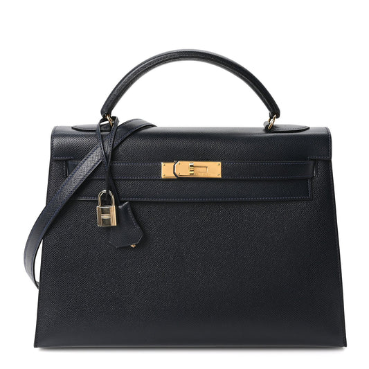 Courchevel Kelly Sellier 32 Bleu Marine Handbag