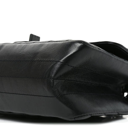 Mini Quilted Calfskin Flap Shoulder Bag - Black