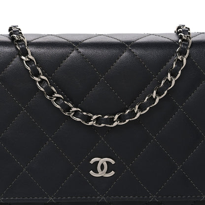 Quilted Lambskin Wallet Bag - Black