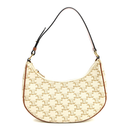Calfskin Canvas Shoulder Bag - White