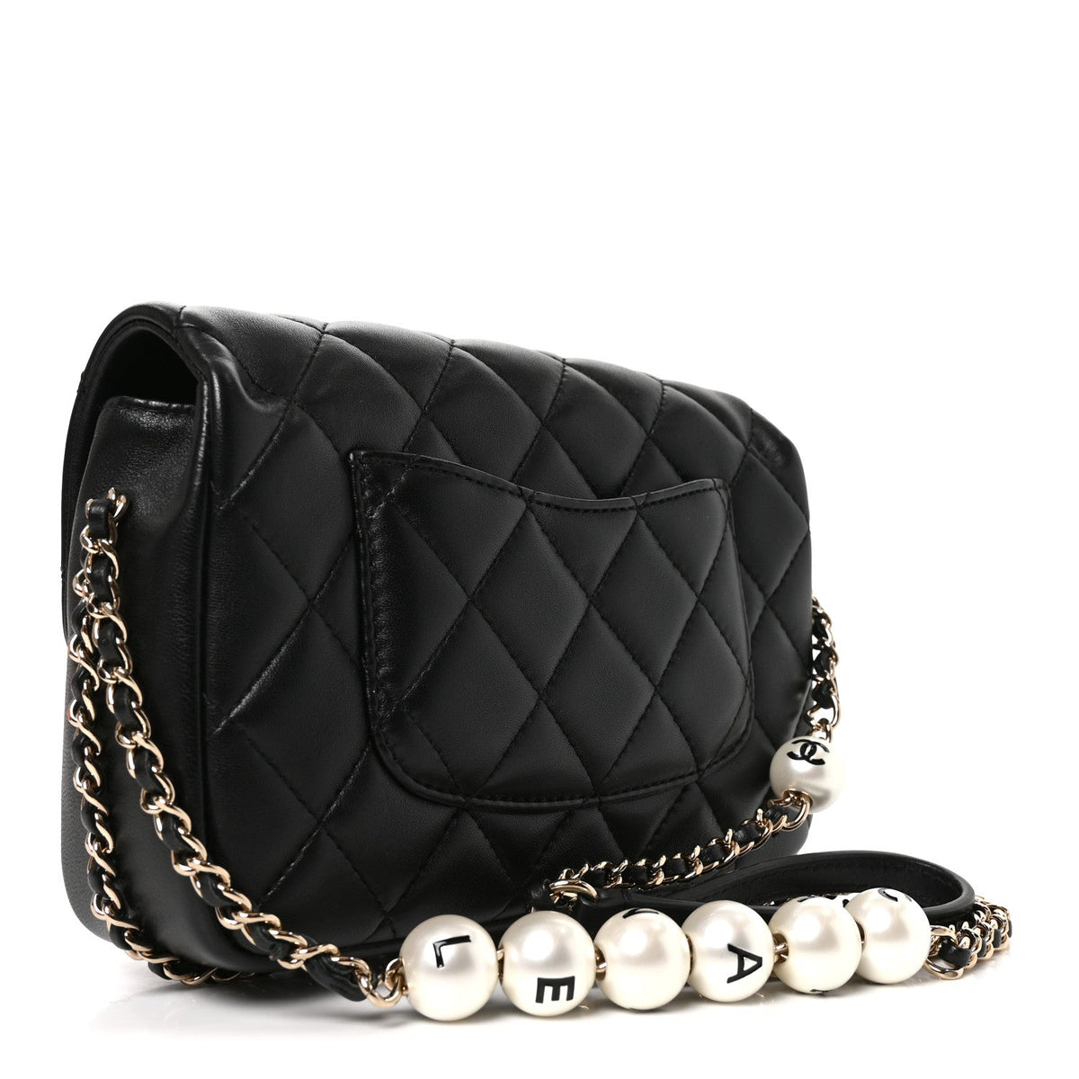 Small Quilted Lambskin Flap Shoulder Bag - Black