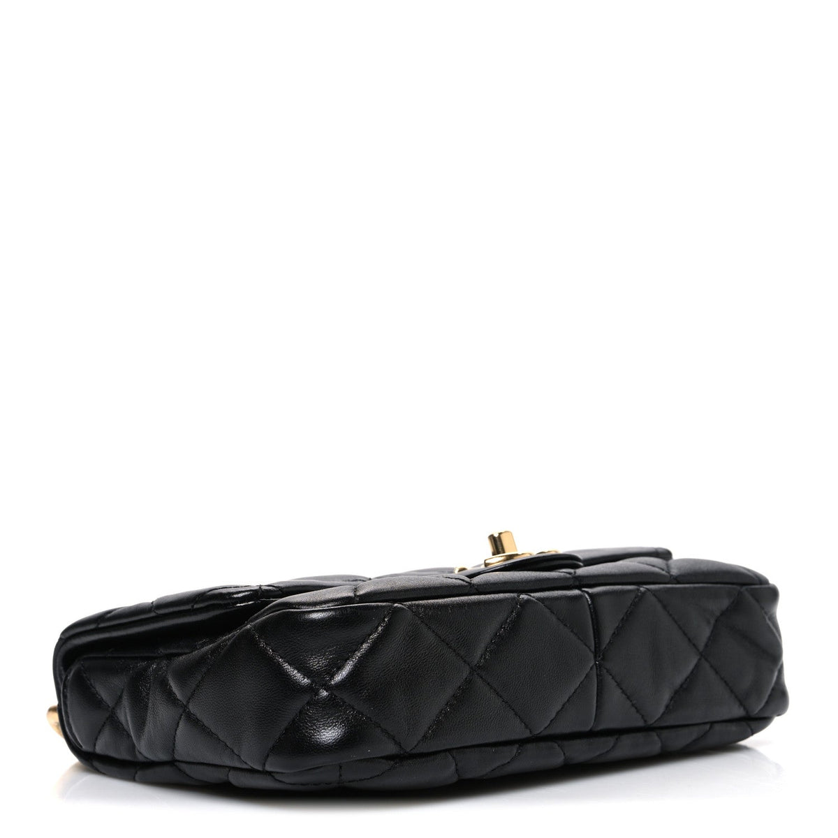 Small Quilted Lambskin Flap Shoulder Bag - Black