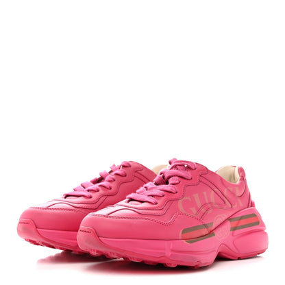 Gucci Calfskin Printed Women's Rhyton Sneakers 35 Box Pink