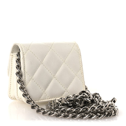 Quilted Caviar Clutch Bag - White