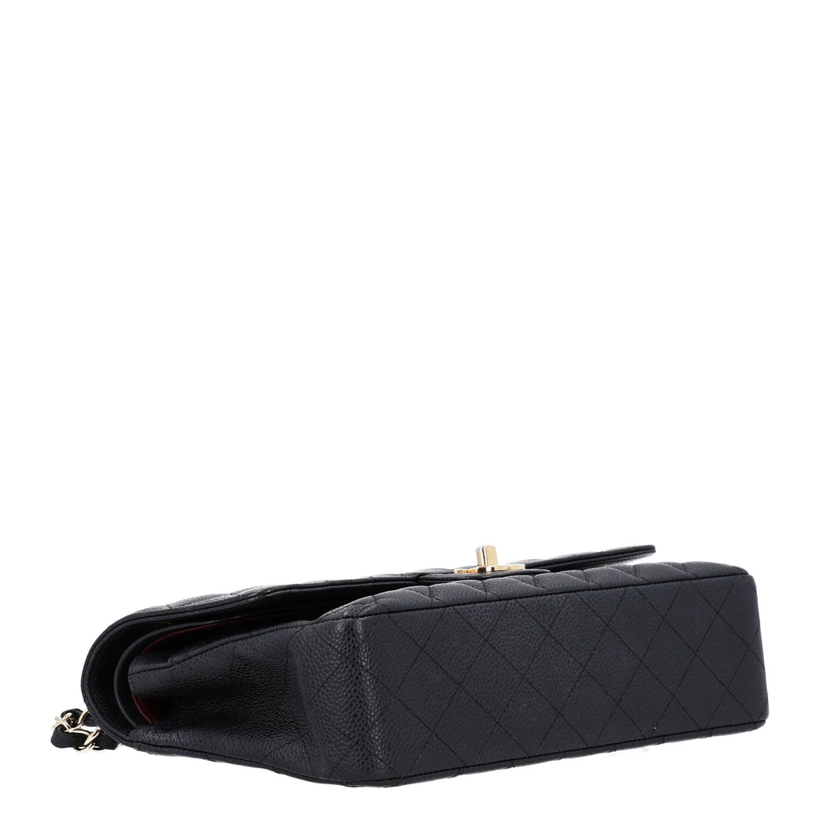 Medium Quilted Caviar Flap Shoulder Bag - Black