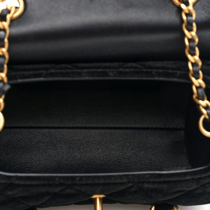 Mini Quilted Flap Shoulder Bag - Black