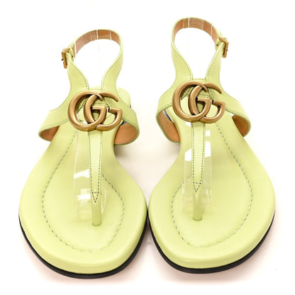 Gucci Calfskin Women's Double G Thong Flat Sandals 36.5 Pistachio Green