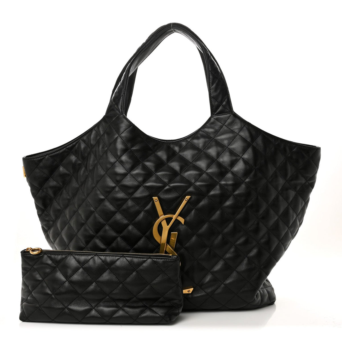 Maxi Quilted Lambskin Tote Bag - Black