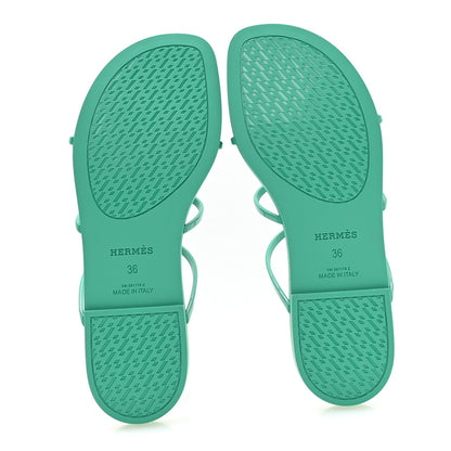 Hermes Rubber Women's Mykonos Sandals 36 Vert Tourmaline