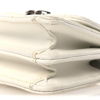 Quilted Caviar Clutch Bag - White