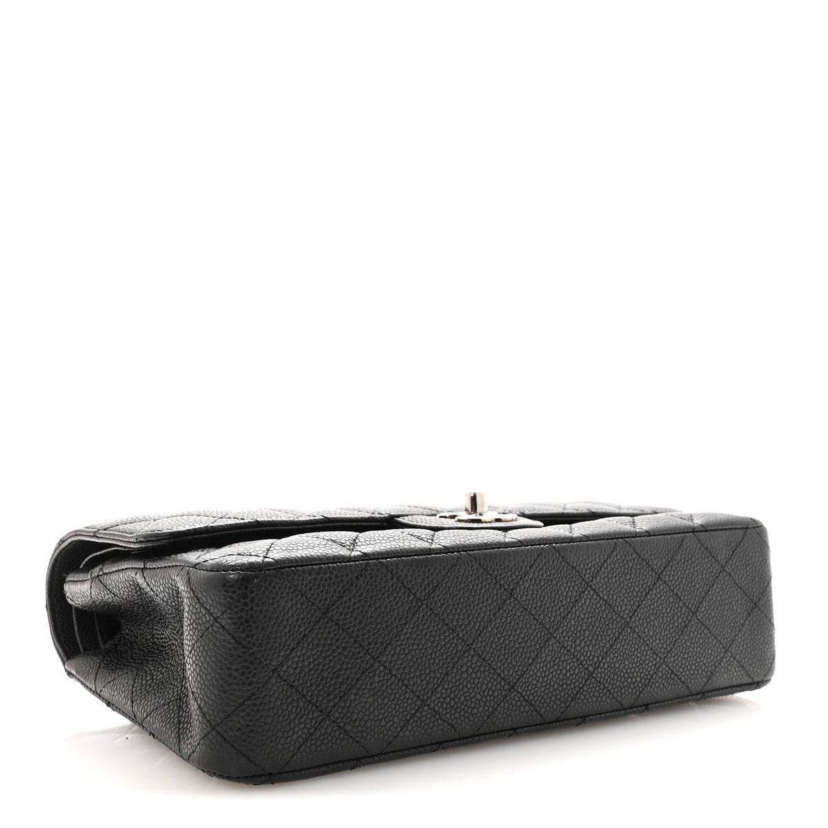 Medium Quilted Caviar Flap Shoulder Bag - Black