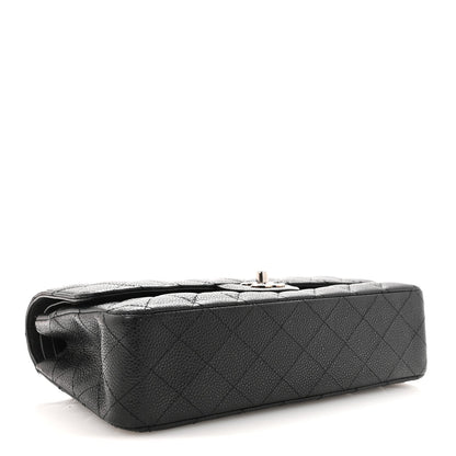 Medium Quilted Caviar Flap Shoulder Bag - Black