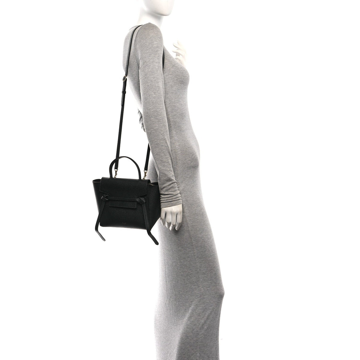 Nano Calfskin Belt Bag - Black