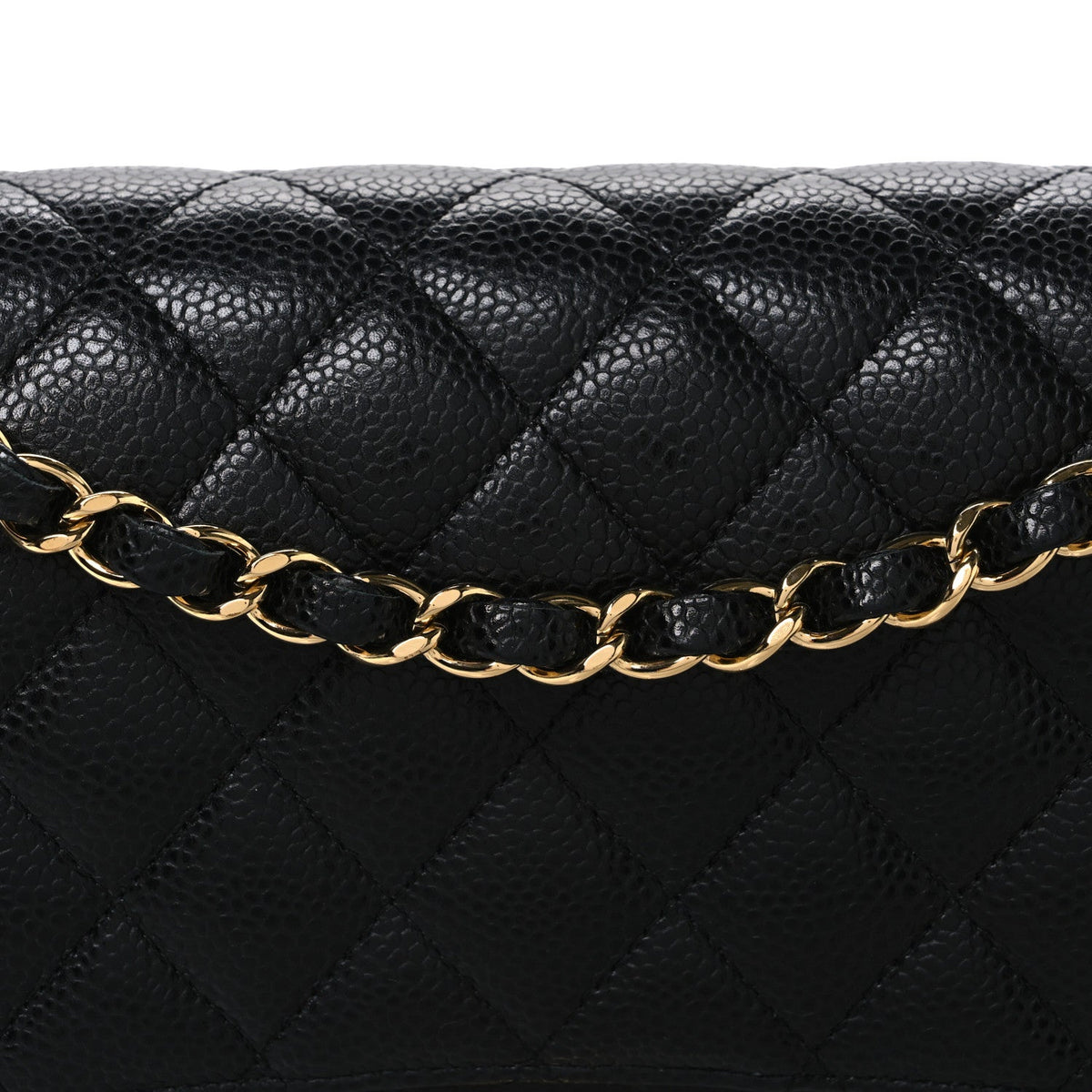 Medium Quilted Caviar Flap Shoulder Bag - Black