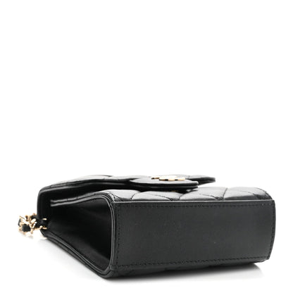Quilted Lambskin Clutch Bag - Black
