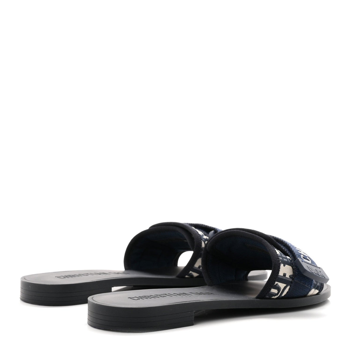Christian Dior Nylon Oblique Dio(r)evolution Slide Sandals 39 Deep Blue
