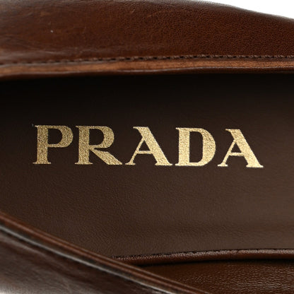 Prada Vitello Women's Old Bow Loafers 39 Cacao