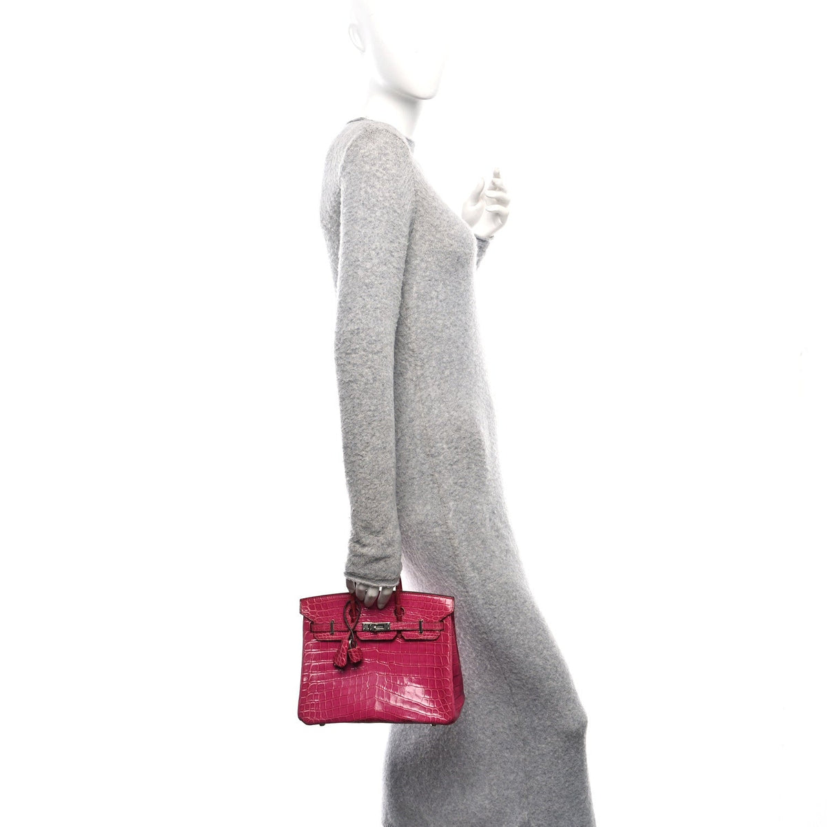 Shiny Niloticus Crocodile Birkin 25 Rose Handbag
