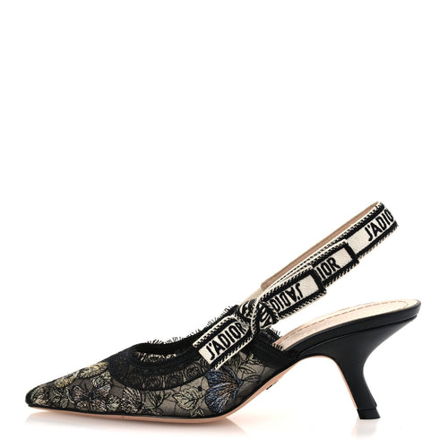Mesh Butterly Embroidered J'A Slingback 65Mm Pumps Black