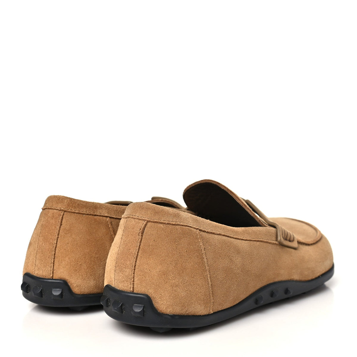 Hermes Suede Calfskin Women's Lazy Loafers 37 Brune Fume