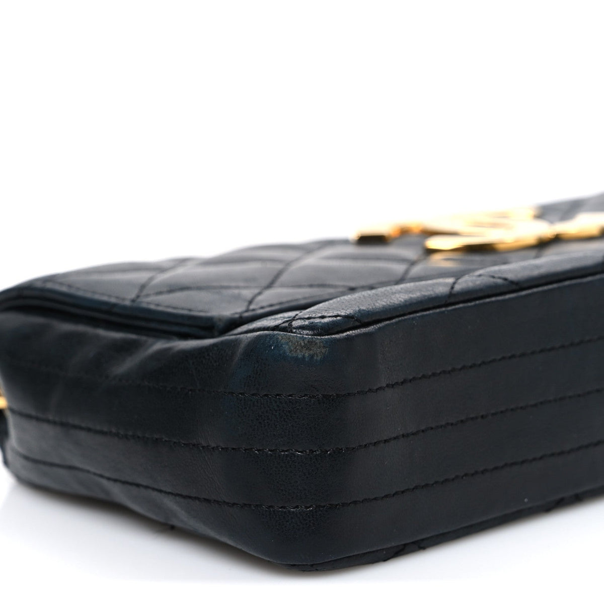 Small Quilted Lambskin Flap Shoulder Bag - Black