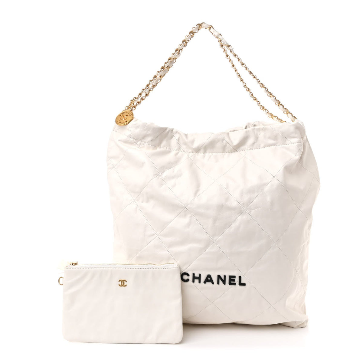 Large Quilted Calfskin Handbag - White