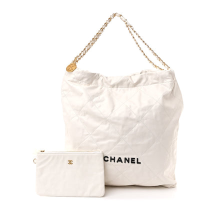 Large Quilted Calfskin Handbag - White