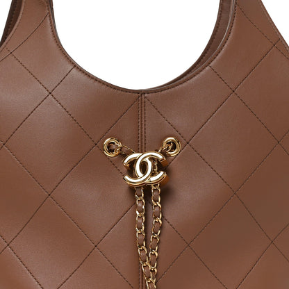 Small Quilted Calfskin Handbag - Brown