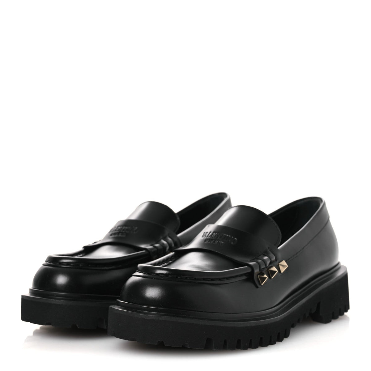 Valentino Garavani Calfskin Women's Rockstud Loafers 35 Black