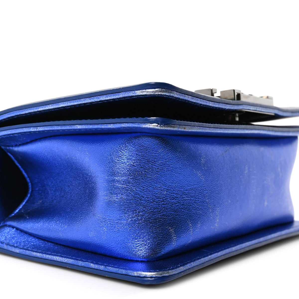 Small Quilted Calfskin Flap Shoulder Bag - Blue