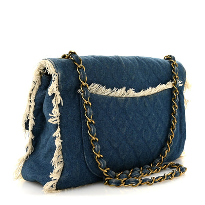 Quilted Flap Shoulder Bag - Blue