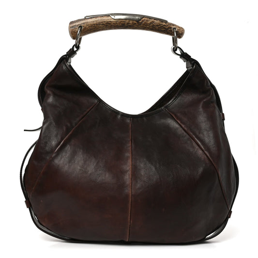 Medium Leather Handbag - Brown