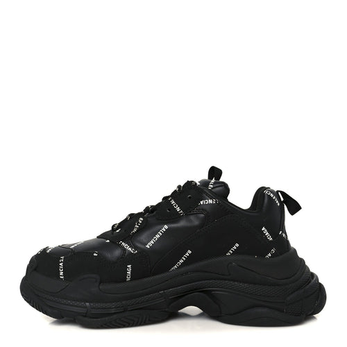 Technical Fabric Allover Logo Triple S Sneakers Black White