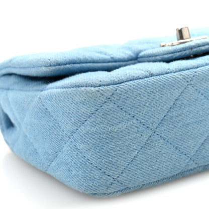 Mini Quilted Flap Shoulder Bag - Blue