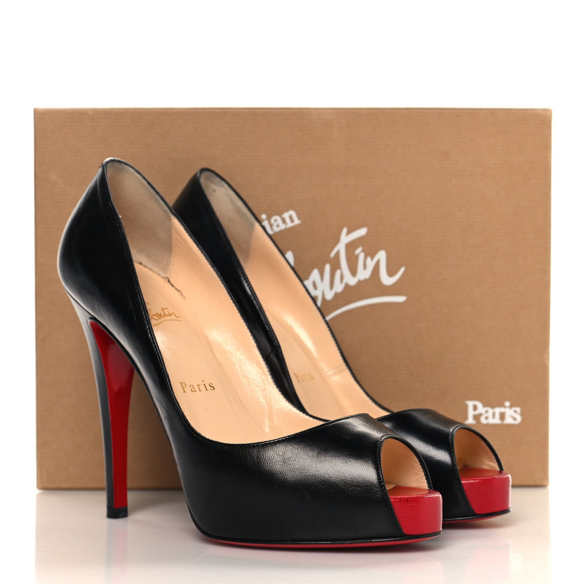 Christian Louboutin Leather Women's Kid Very Prive 120 Pumps 38.5 Black
