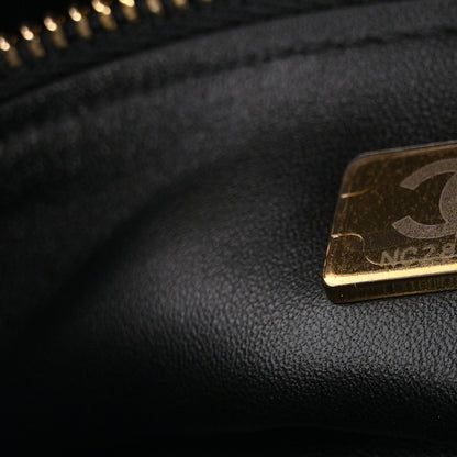 Small Calfskin Suede Flap Shoulder Bag - Black