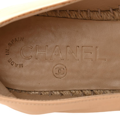Chanel Lambskin Women's CC Espadrilles 37 Beige Black