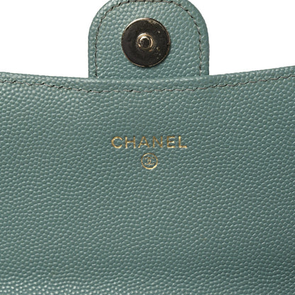 Quilted Caviar Wallet Bag - Light Blue