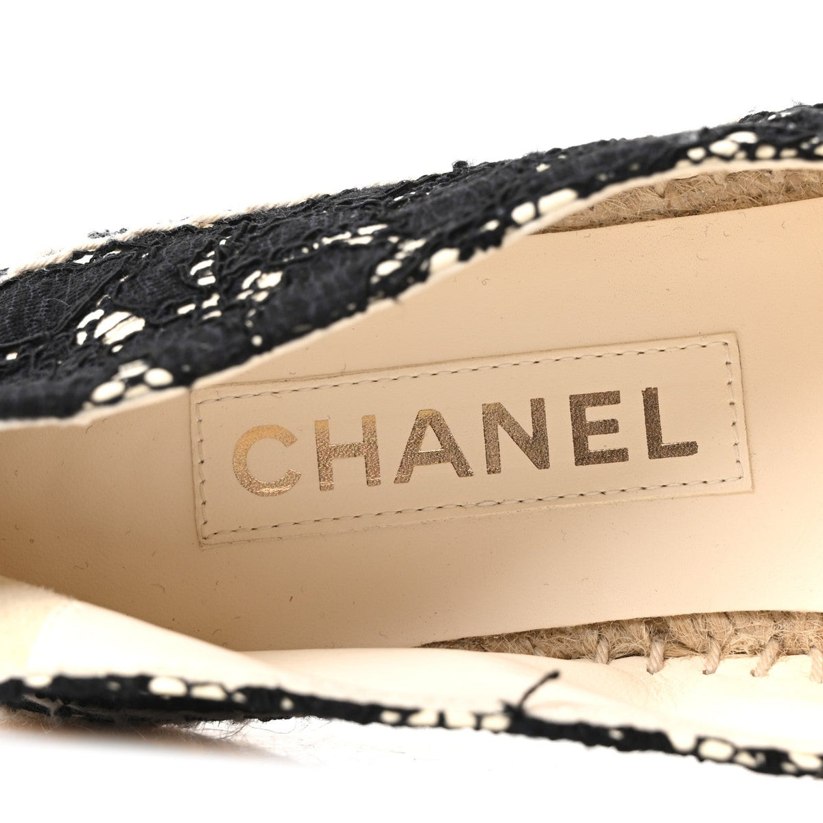 Chanel Lace Women's CC Espadrilles Flats 36 Black
