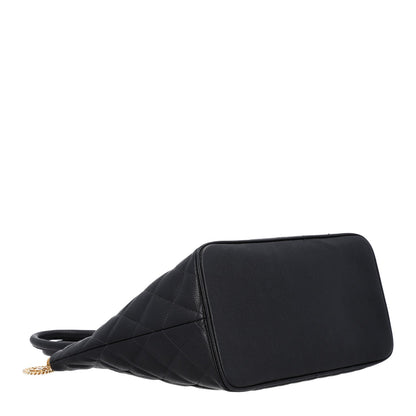 Quilted Caviar Tote Bag - Black