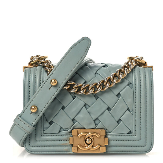 Mini Lambskin Flap Shoulder Bag - Light Blue