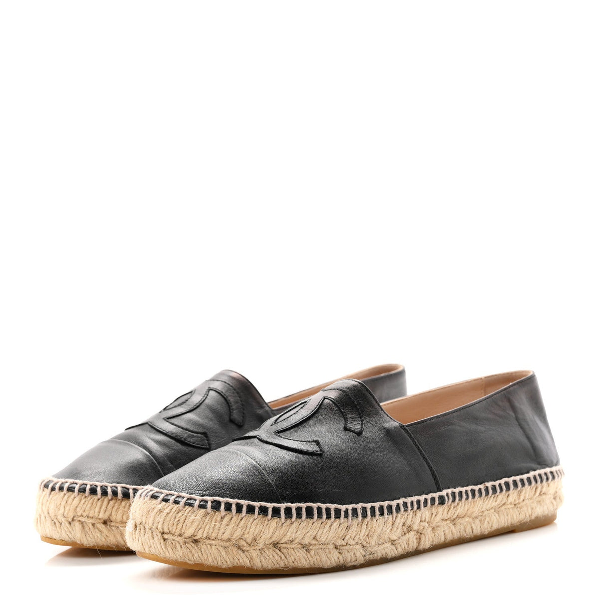 Chanel Lambskin CC Women's Espadrilles 38 Black
