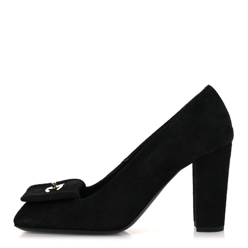 Lambskin Turnlock CC Pumps Black Ivory