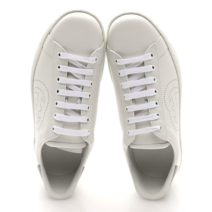 Gucci Calfskin Men's Interlocking G Perforated Ace Sneakers 8 White Grey Sky