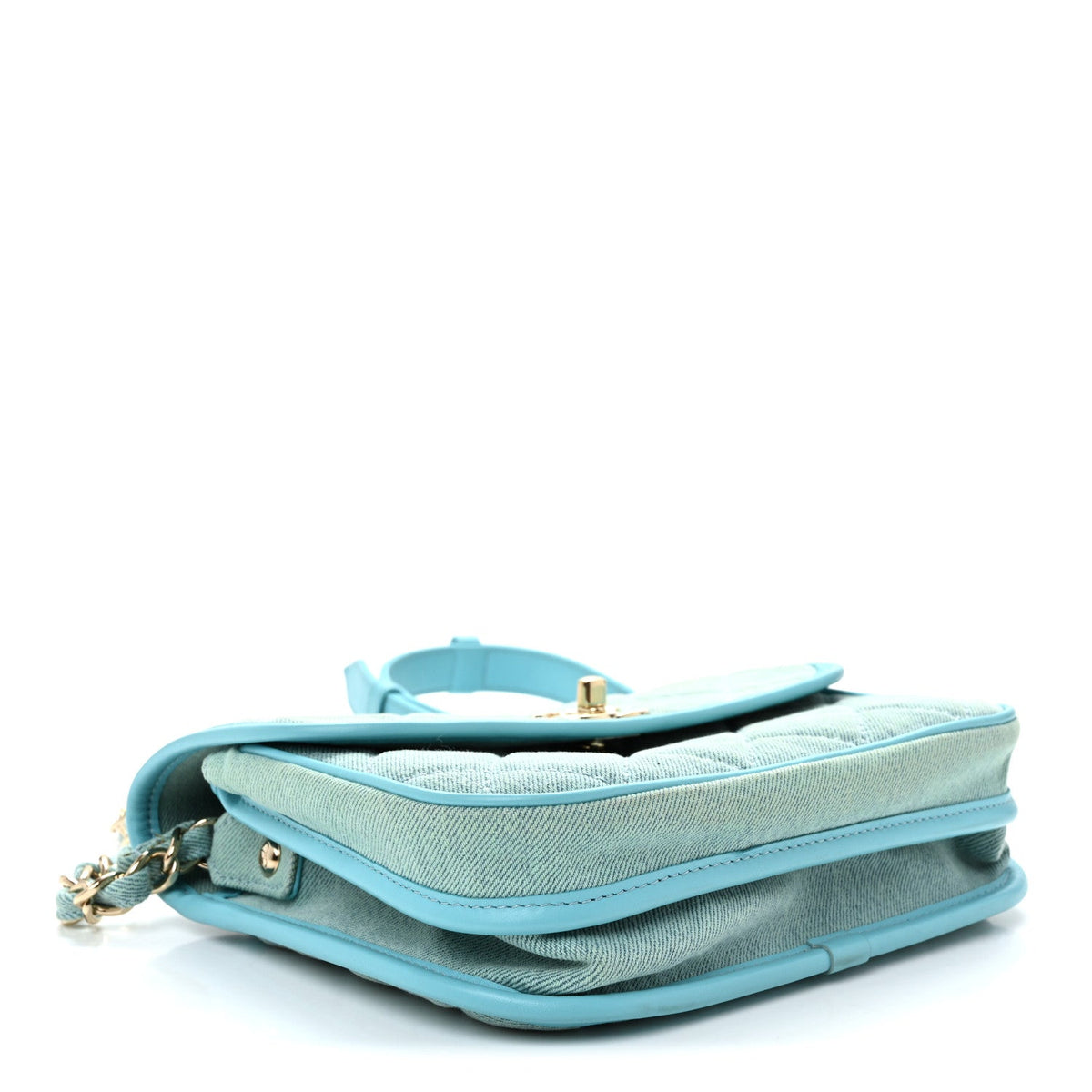 Small Quilted Flap Shoulder Bag - Blue